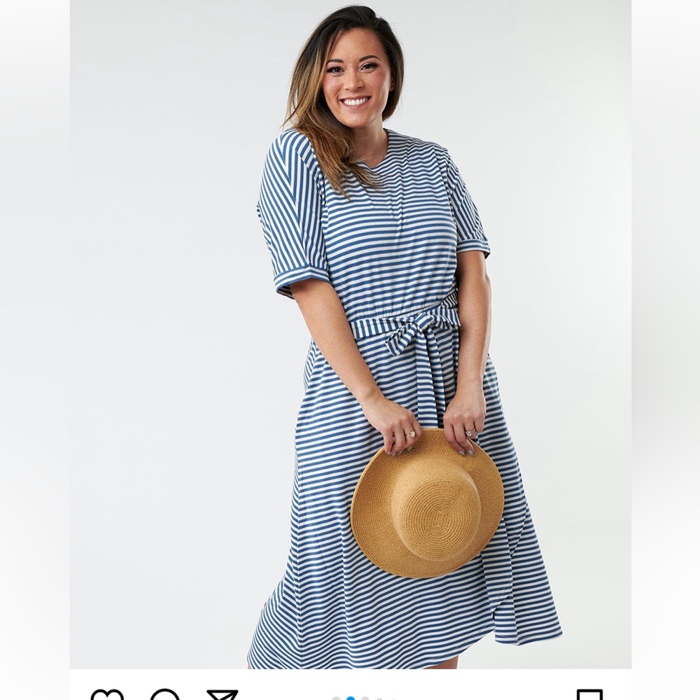 Blue Striped Midi Dress